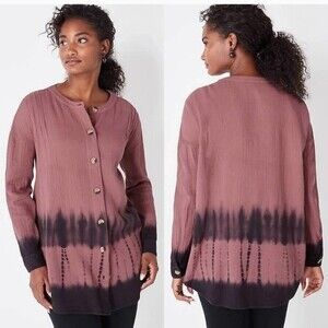 J.Jill Pure Jill Tie-Dyed Double-Cloth Tunic Size Small Petite Gauzy Cotton